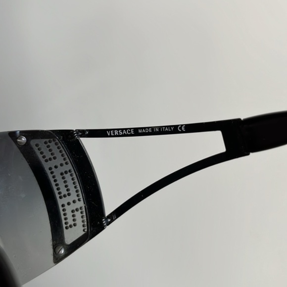 Versace 2058-B Black Rhinestone Cutout Shield Sunglasses - Picture 8 of 9